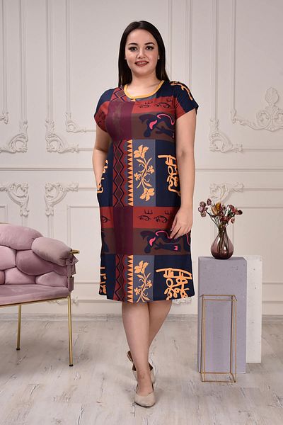 Neşeli Butik rochie de damă cu imprimeu de mărime mare din viscoză AYSL91