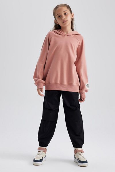 DeFacto Girl's Hooded Sleeve Printed Thick Sweatshirt A4810a823au
