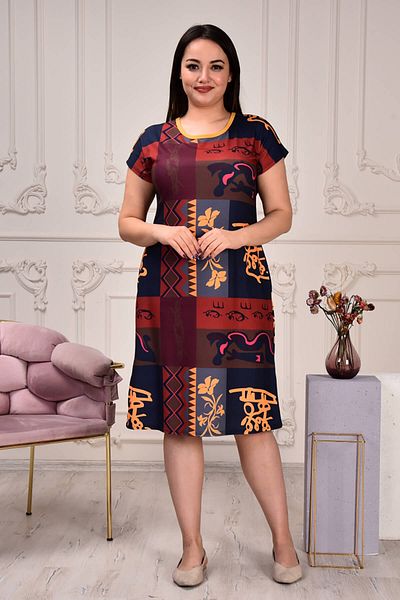 Neşeli Butik rochie de damă cu imprimeu de mărime mare din viscoză AYSL91