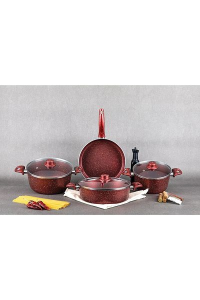 Evse 7 Piece Granite Pot Set RED