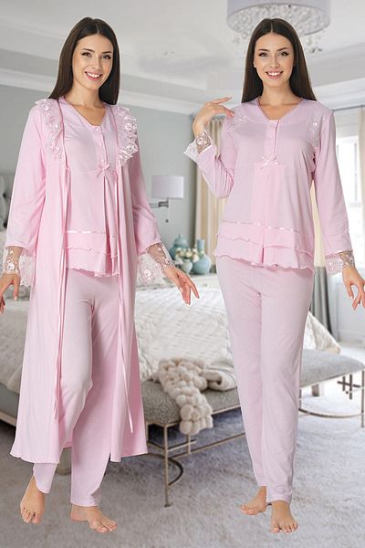 ByLohusa Effortt Pink Dressing Gown Maternity Pajama Set