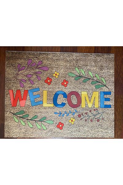 yok yok evim eve dair her şey Colorful Welcome Door Mat