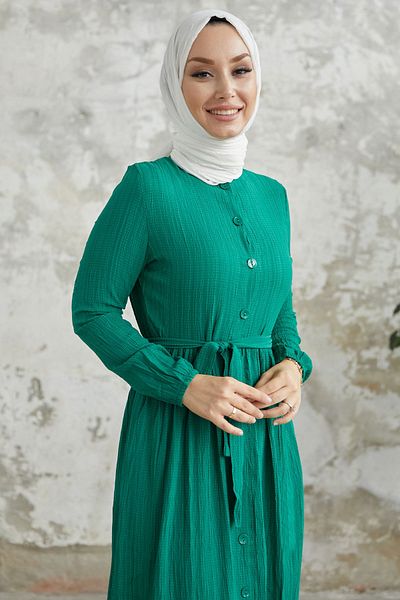 InStyle Šaty Lemina s páskem - smaragdově zelené