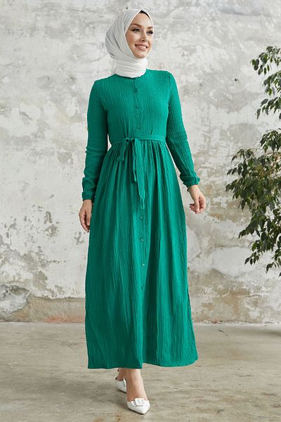 InStyle Šaty Lemina s páskem - smaragdově zelené