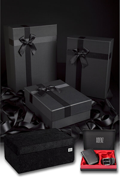 ADENZ Damat Bohça Seti 3'lü Kutu / Damat Sandığı / Kutulu Kemer Cüzdan Seti
