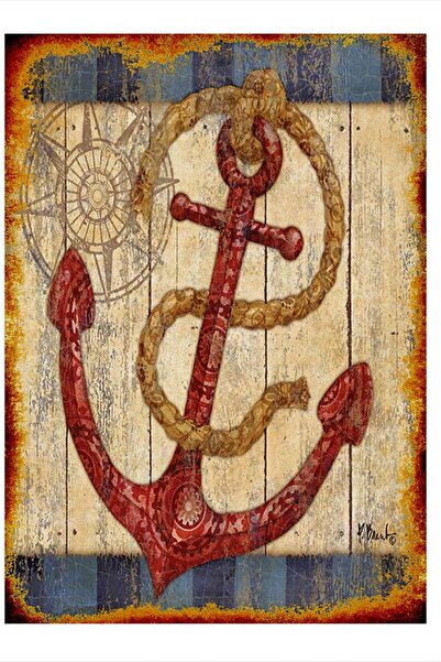 Bedeko Gemi Çapası Hediyelik Ahşap Tablo 25cm X 35cm