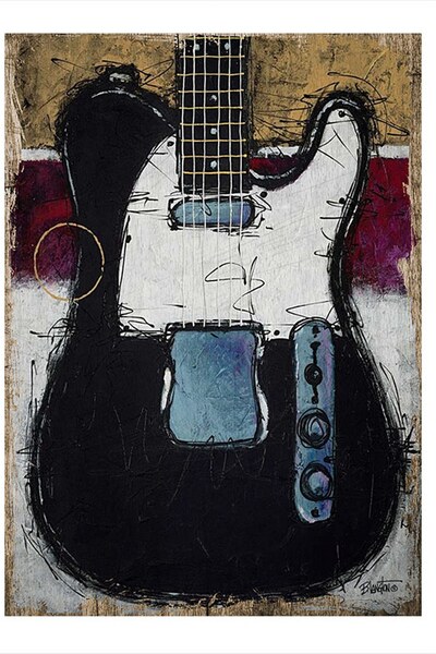 Bedeko Siyah Elektro Gitar Mdf Poster 50 Cm X 70 Cm