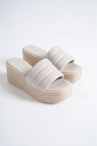 Joy Woman ADARA High/Thick Orthopedic Sole Wedge Heels Women's Daily Slippers KT Cream