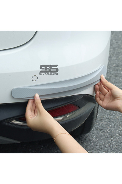 STS Oto Aksesuar Tampon Koruma Gri Karbon Kabartma Şerit Seti 2'li Tampon Koruyucu Şerit Her Araca Uyumludur