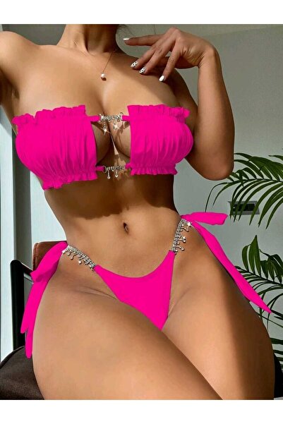 ŞAHPERA BUTİK Стилен комплект бикини с декорация от камъни