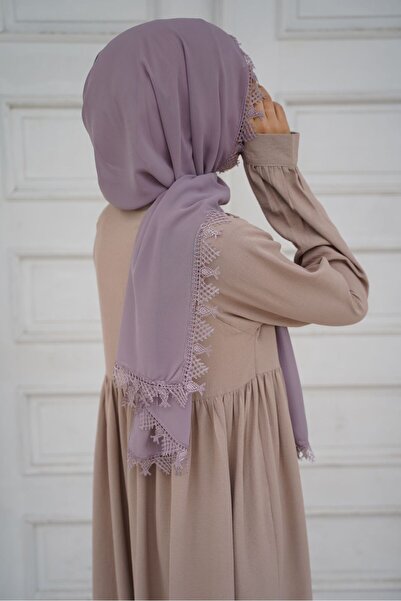 pakler tekstil Başörtüsü Şal Iğne Oyası Namaz Örtüsü, Baş Örtüsü Tesettür Giyim Mevlüt Örtüsü Sirke Kaymağı Rengi