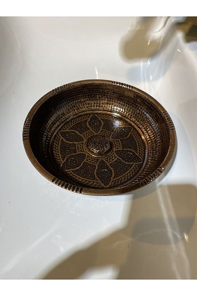 İSAOĞLU YAPI Copper Bath Bowl Bronze Basin Bowl Heavy Basin Bowl with Embroidered Motifs