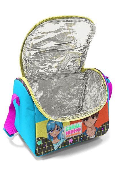 Coral High Set rucsac și geantă de prânz pentru școală anime albastru roz