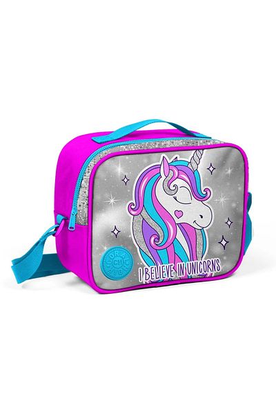 Emre Tuval Cutie de prânz termică Unicorn cu țesătură cu sclipici argintiu roz înalt Coral 22883 KB02.10
