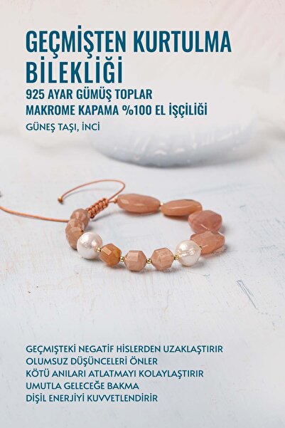 Deniz Doğal Taş Sertifikalı Geçmişten Kurtulma Bilekliği 925 Ayar Gümüş Topla...