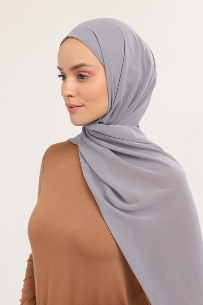 Altobeh Ready Practical Luxury Pipe Bonnet Chiffon Shawl Gray