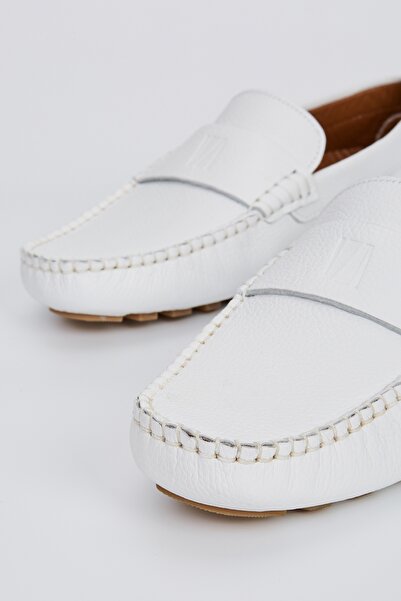 Valmenti Мъжки бели мокасини от естествена кожа Bona