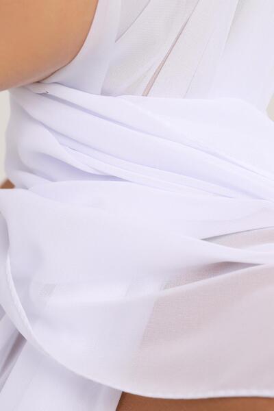 Altobeh Έτοιμο πρακτικό πολυτελές καπό σιφόν σάλι λευκό