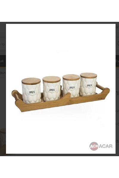 ACAR Bamboo Stand 4-Piece Spice Set