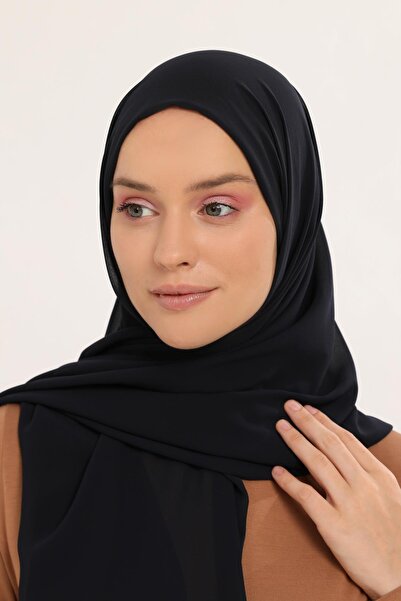 Altobeh Ready Practical Luxury Neck Collar Beaded Chiffon Shawl Navy Blue