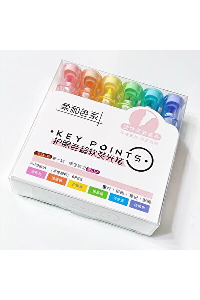 Poli Art Design İşaretleyiciler vurgulayıcı 6'lı kalem seti KEY POİNTS