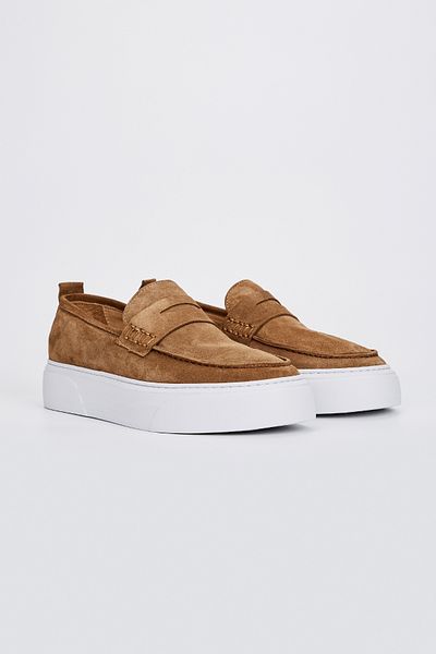 Valmenti Alien Men's Cinnamon Suede Genuine Leather Loafer Shoes