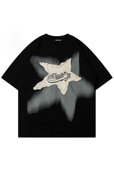 Köstebek Μπλουζάκι Star Patch Μαύρο Unisex κοντομάνικο μπλουζάκι