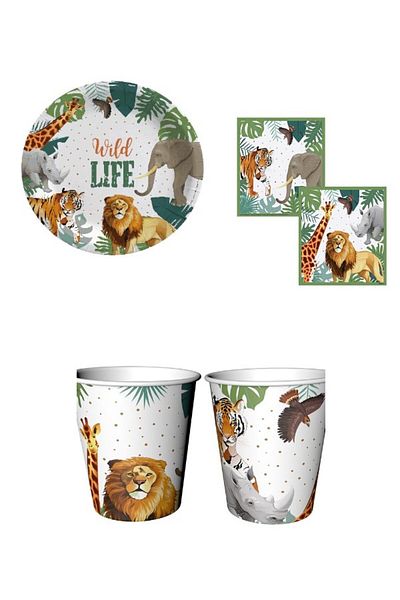 party mix Safari Birthday Concept Plate Cup Napkin Set Safari Concept