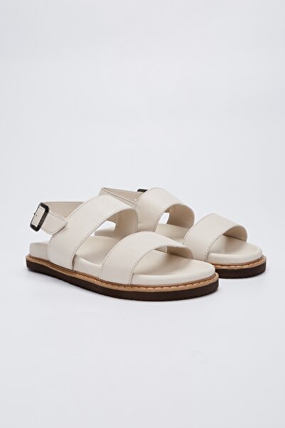Valmenti Savino Men's Off-White Genuine Leather FLAT SANDALS