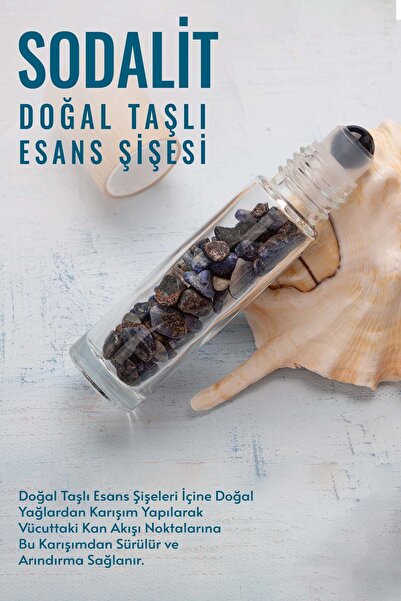 Deniz Doğal Taş Sertifikalı Sodalit Doğal Taşlı Esans Şişesi 10cc ( Kendi Kok...