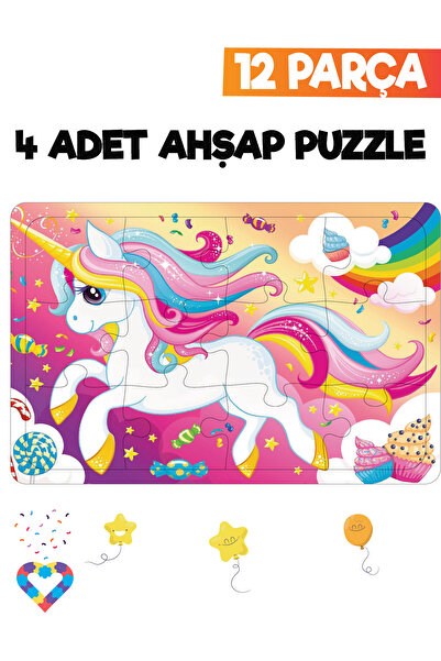 esatoys 12 Parçalı Montessori Ahşap Puzzle – 3-4 Yaş Eğitici Oyuncak