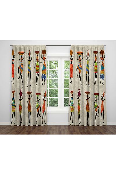 ALBANHOME Alban Home Modern Pattern Digital Printing Double Wing Background Curtain