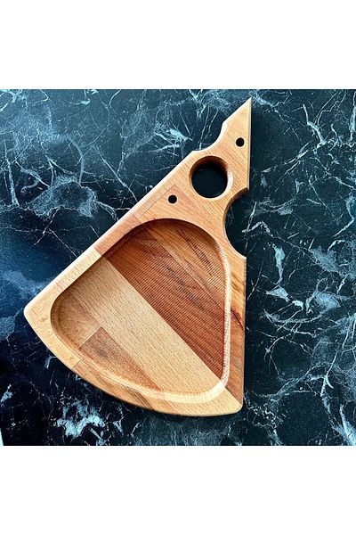 DECORİUM WOOD Wooden Cheese Deli Presentation Plate, Wooden Snack Bowl, Breakfast Presentation Plate