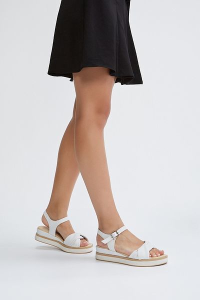 Valmenti Women's White Leather FLAT SANDALS