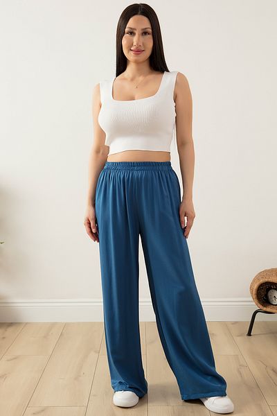 PULLIMM Elastic Waist Wide Leg Comfortable Fit Trousers 2081