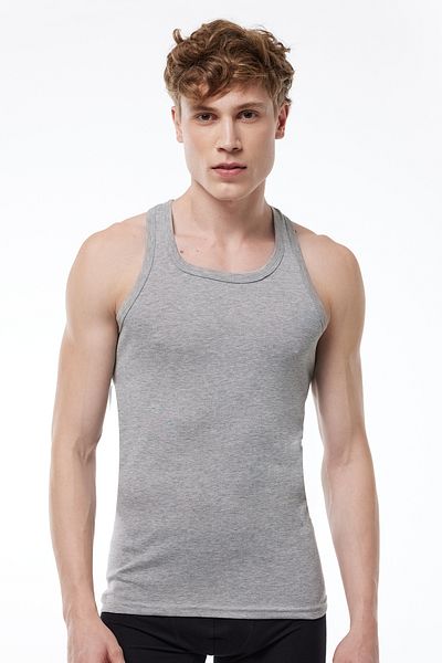 Malabadi Men's Gray 3-Pack 100% Cotton Rib Sports Undershirt 3M039-E