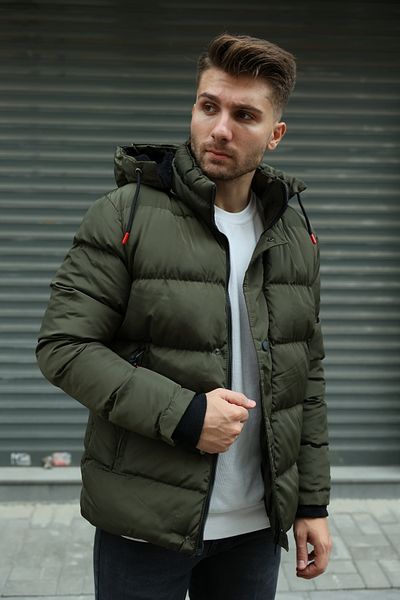 3MODA Мъжко пухено палто с кожена подплата