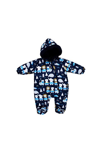 BIDI BIDI Renkli Tren Baskılı Kışlık İçi Polarlı Erkek Bebek Mont Kozmonot