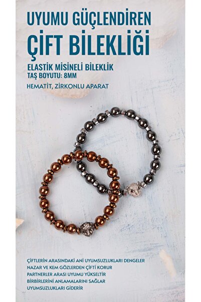 Deniz Doğal Taş Sertifikalı Uyumu Güçlendiren Çift Bilekliği