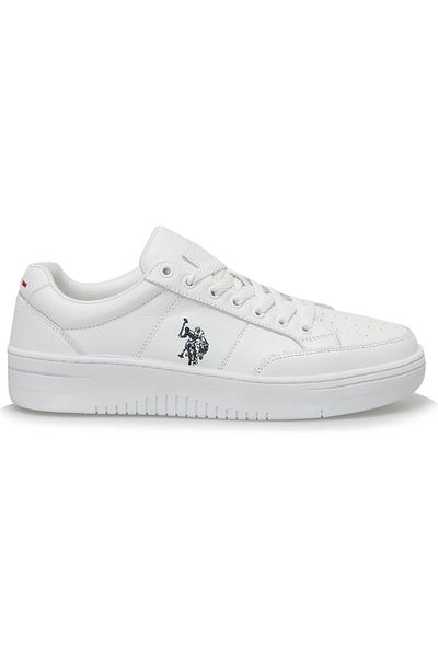 U.S. Polo Assn. Ανδρικά αθλητικά παπούτσια Polo AssnVasıly White από γνήσιο δέρμα των ΗΠΑ