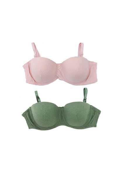 Lora Garden B Cup Unpadded Covered Underwire Full Pattern Strapless Bra Pack of 2