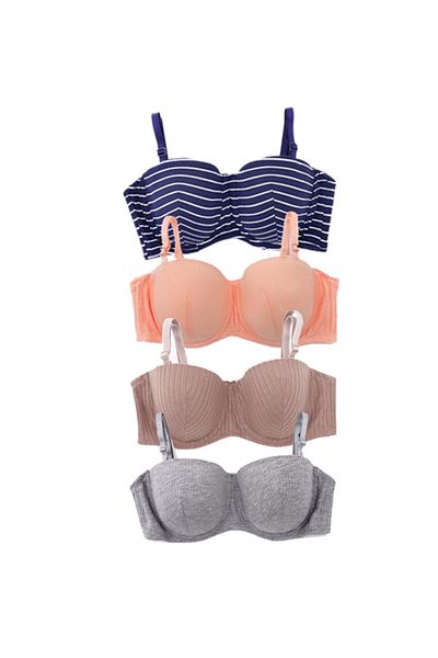 Lora Garden B Cup Unpadded Covered Underwire Full Pattern Strapless Bra Pack of 4