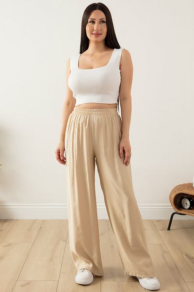 PULLIMM Pantaloni cu talie elastică, cu picioare largi, confortabili, 2081