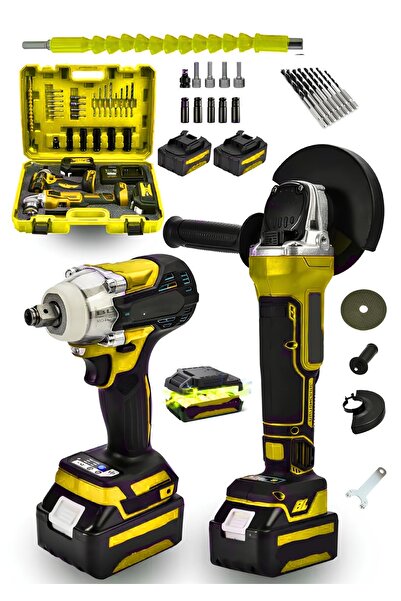 Germany Steel Germany 2'li Set 598vf Şarjlı Taşlama Şarjlı Somun Sıkma Sökme Matkap