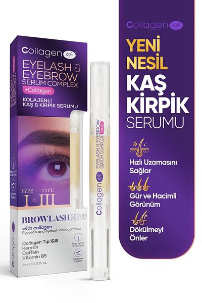 COLLAGEN LIFE New Generation Collagen Caffeine Keratin Eyebrow & Eyelash Serum Containing Vitamin E