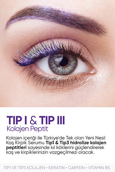 COLLAGEN LIFE New Generation Collagen Caffeine Keratin Eyebrow & Eyelash Serum Containing Vitamin E