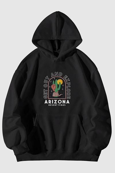 Harmandar Hanorac cu glugă unisex, cu buzunar cangur, cu imprimeu Arizona Desert Vibes