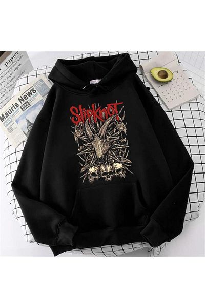 Touz Moda dompuleri fashion Slipknot Goat Skulls με στάμπα μαύρο Unisex Oversize φούτερ με κουκούλα