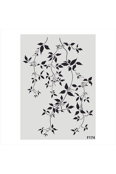 STENCİLTASARIM Stencil Design F174 Ivy Pattern Wall, Wood, Glass, Fabric Painting Pattern