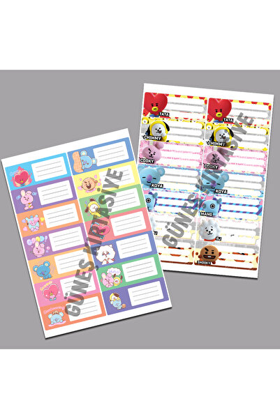 Güneş Kırtasiye ملصق مدرسي BT21 BTS ARMY / 28 ملصقًا / 2 ورقة مقاس A4